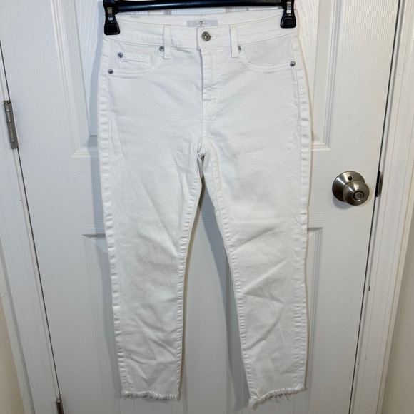 7 for all mankind white Roxanne ankle jeans with raw hem - Picture 1 of 12